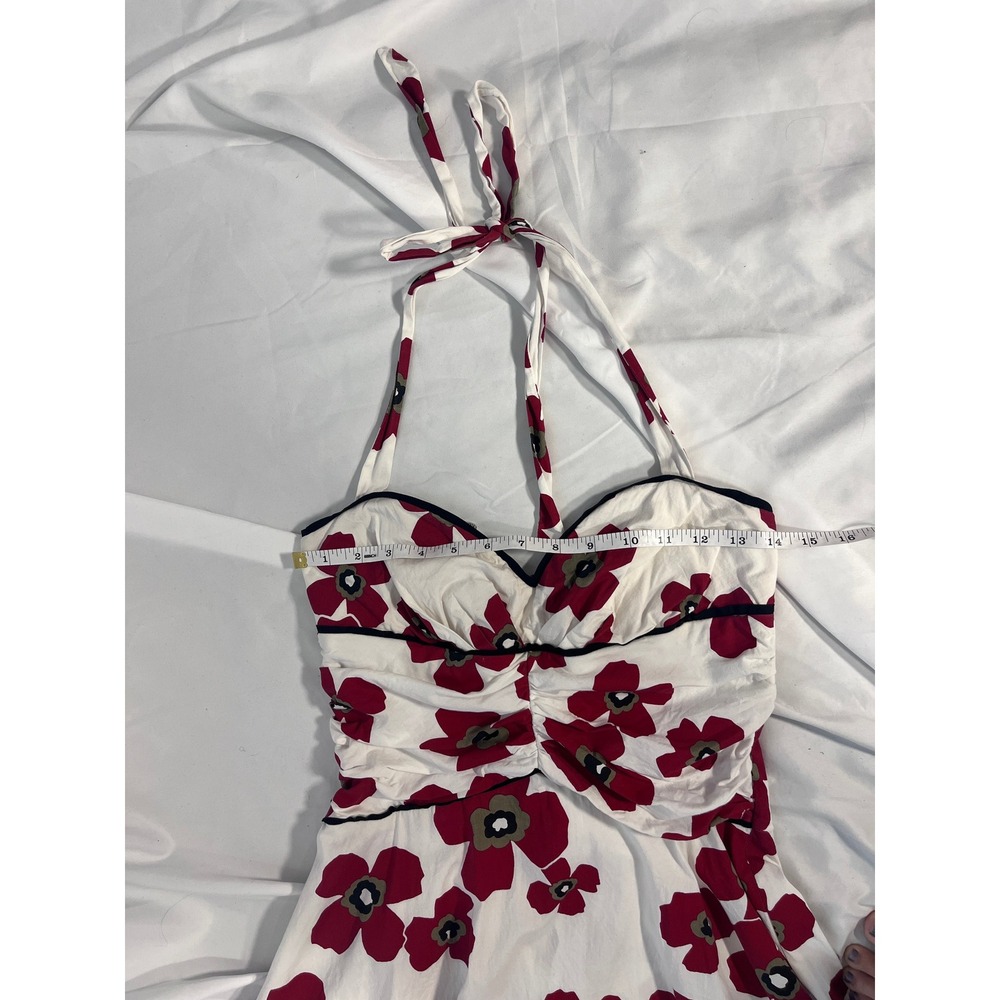 Vintage XOXO Floral Halter Dress Sz 9 Y2K 90s Ruched Corset Pinup Midi Romantic - Picture 6 of 7